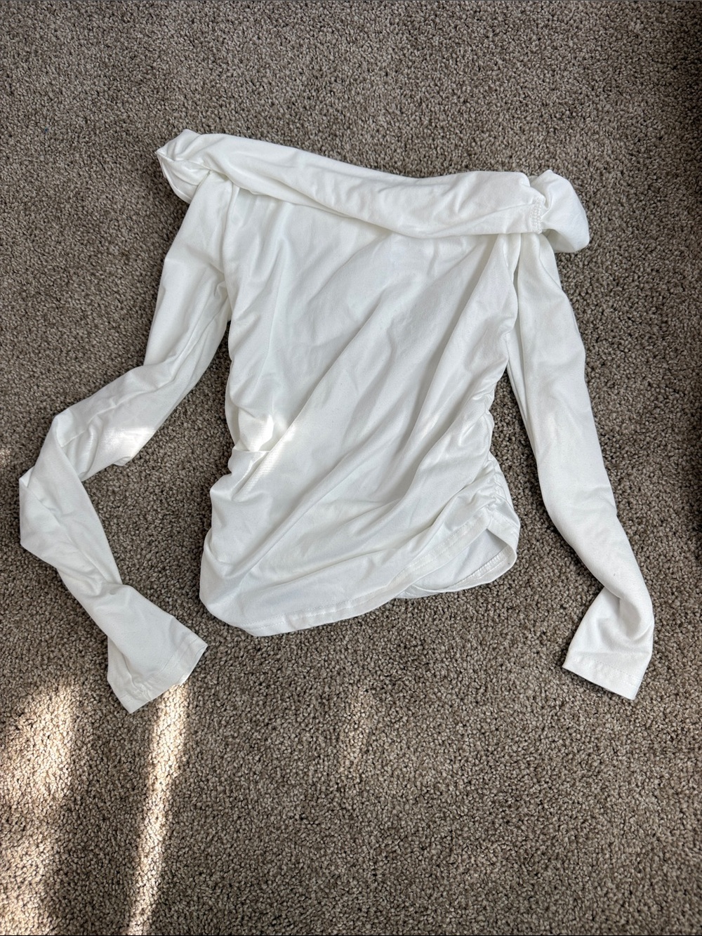 Off-Shoulder Long Sleeve Women's Top - White
